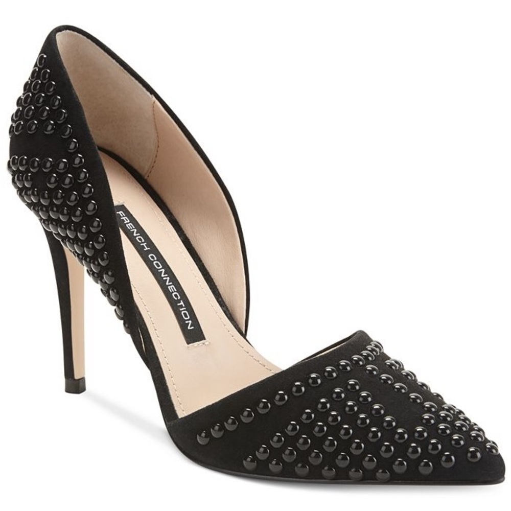 ‼️CLOSET CLOSING FINAL DAYS ‼️ French‎ Connection studded d’orsay black leather